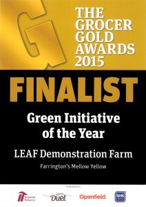 Farringtons Mellow Yellow Rapeseed Oil Finalist The Grocer Gold Awards 2015 Certificate
