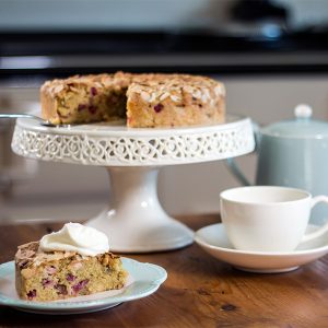 making cakes with butter rhubarb