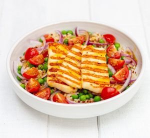 halloumi quinoa salad featured