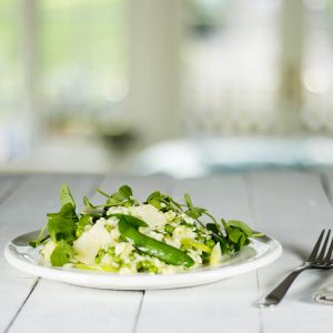spring pea risotto with mellow yellow