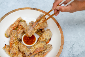 Easy Healthy Baked Vietnamese Veggie Rice Paper Rolls