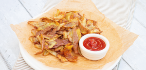 Air Fryer Potato Peel Crisps to minimise food waste with mellow yellow rapeseed oil
