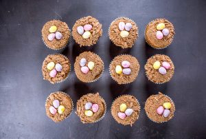 Chocolate Easter Cupcakes with Mini Eggs made with Rapeseed Oil