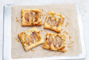 Upside Down shallot onion tart tarte tatin mellow yellow balsamic dressing
