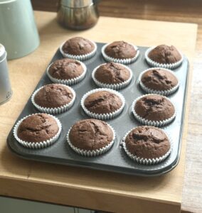 chocolate and banana muffins