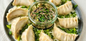 Mellow Yellow Pork Potsticker dumplings
