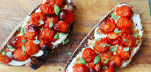 Roasted tomatoes with whipped feta