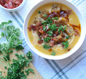 Celeriac, apple and winter veg soup