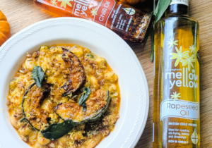 Spicy pumpkin and sausage beanotto