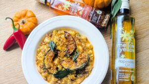 Spicy pumpkin and sausage beanotto