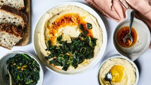 Chilli Oil Drizzled White Bean Mash with Garlic Greens & Lemon