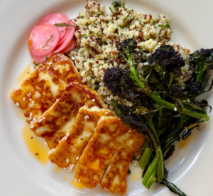 Hot Honey Halloumi Grain Bowl & Pickled Radishes